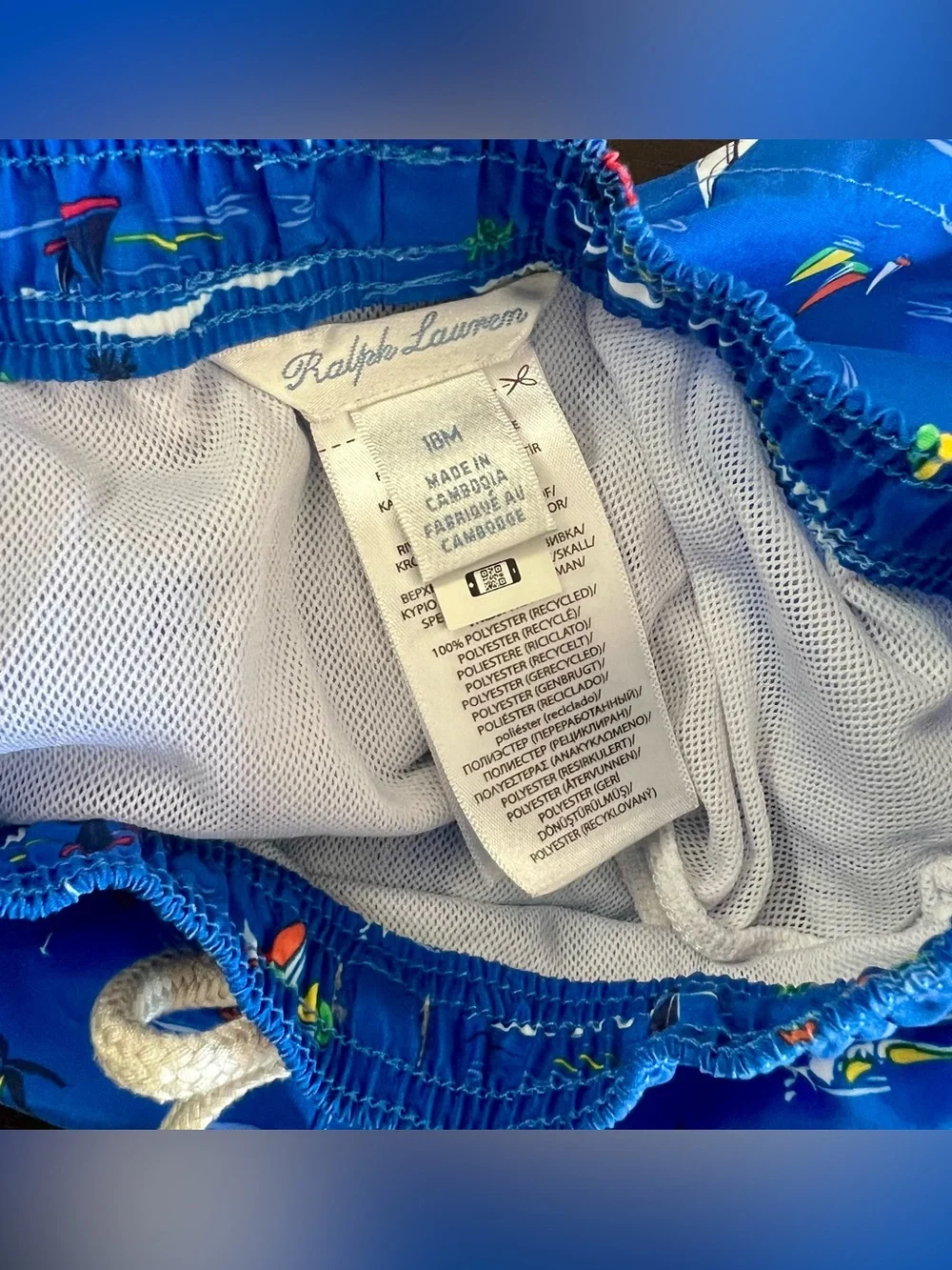 Polo by Ralph Lauren Blue Sailboat Print Swim Shorts